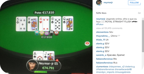 Poker Royal Flush Hit By Neymar Jr
